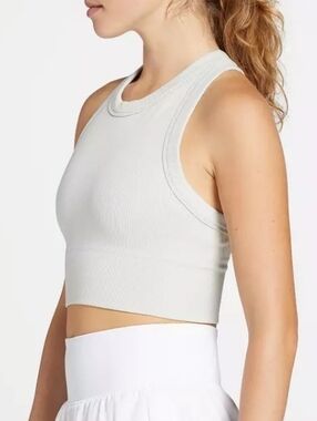 DSG White/Grey Active, Ribbed, Cropped Tank Top. Size XXL.